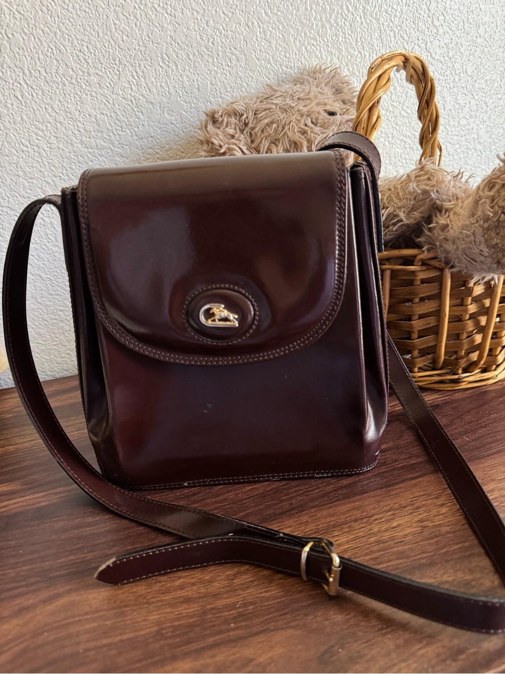 Cristian Italian leather  Dark Brown Leather Shoulder Bag with Gold Hardware